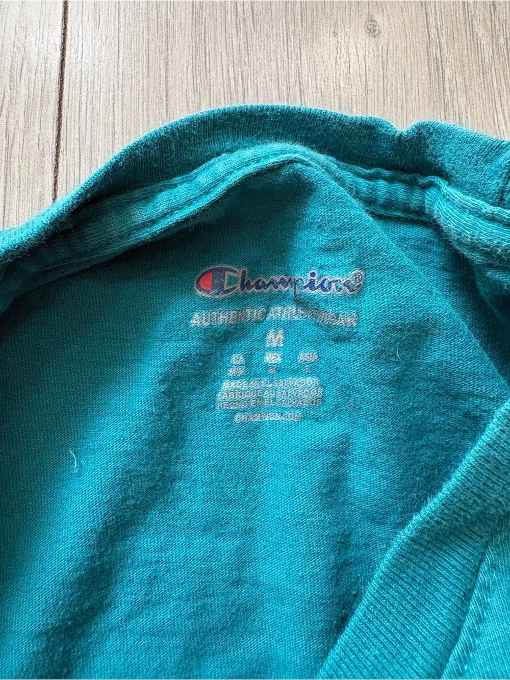Champion Teal Script Logo T-Shirt - Picture 4 of 5